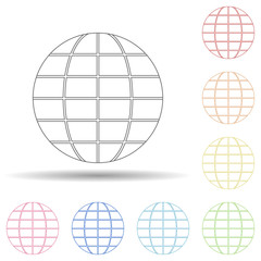 Globe in multi color style icon. Simple thin line, outline vector of space icons for ui and ux, website or mobile application