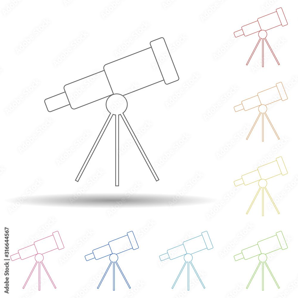 Aufkleber telescope in multi color style icon. simple thin line, outline vector of space icons for ui and ux, 