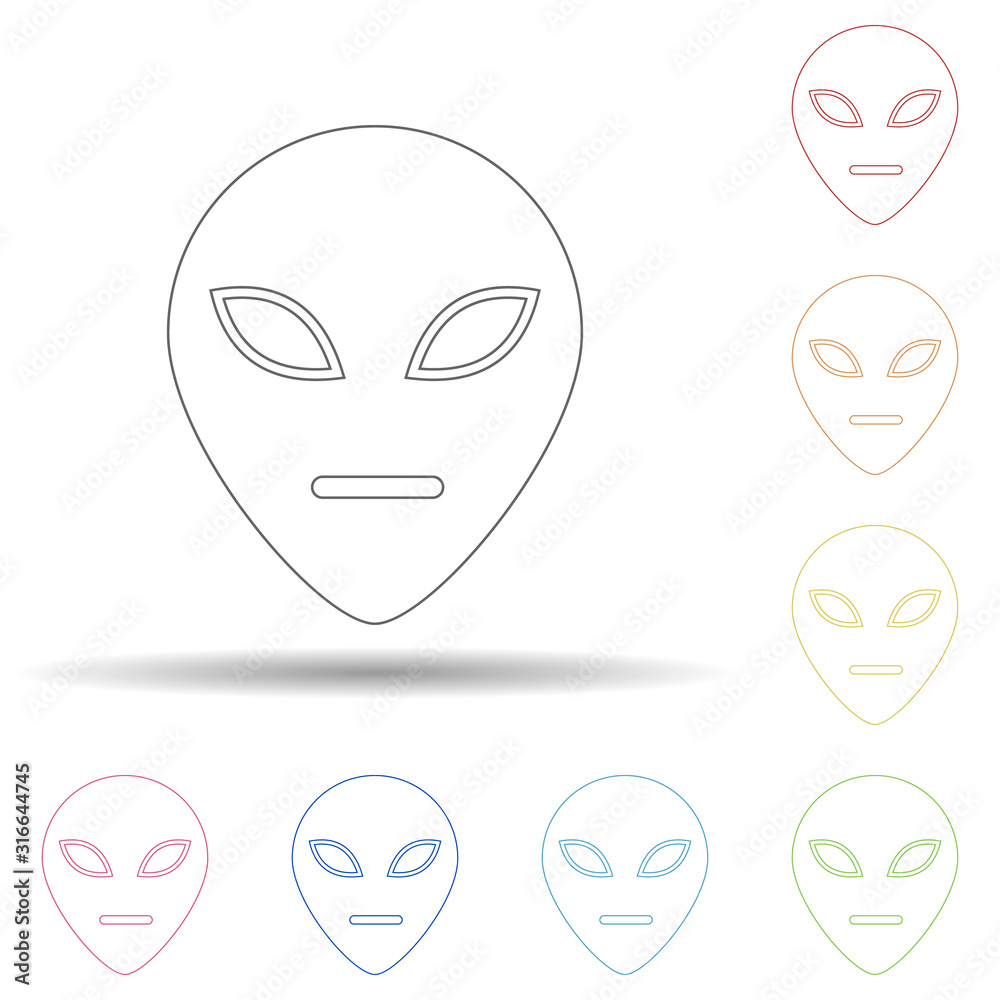 Aufkleber alien in multi color style icon. simple thin line, outline vector of space icons for ui and ux, webs