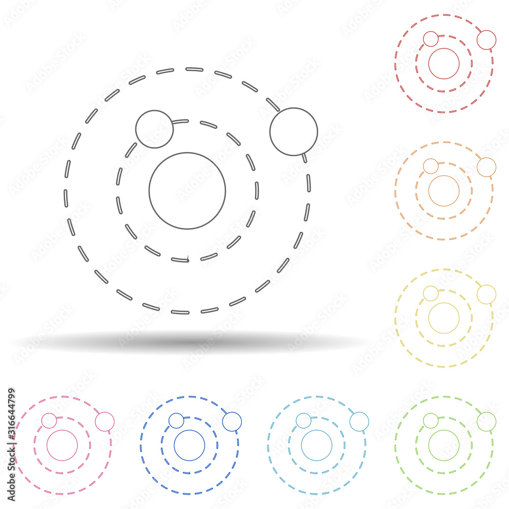 Aufkleber solar system in multi color style icon. simple thin line, outline vector of space icons for ui and u