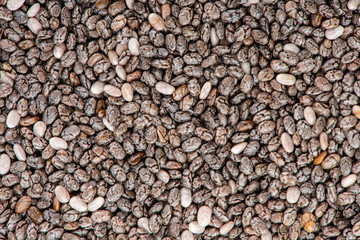 The chia seeds. Healthy superfood. Top view.