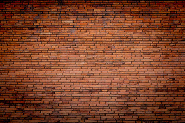 brick wall of red  wide panorama Background of old vintage brick wall.