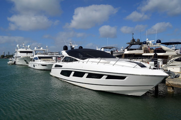 Fototapeta na wymiar Yaachts moored at a marina in southeast Florida