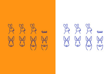 vector rabbit line art logo set