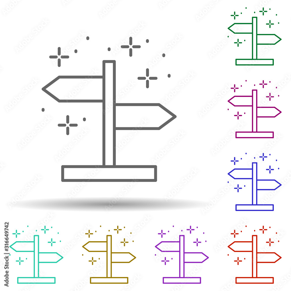 Poster pointer, direction in multi color style icon. simple thin line, outline vector of geography icons fo