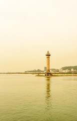 Brick Lighthouse Located at Bai Chay Beach in Ha Long City Vietnam on a Very Hazy Day