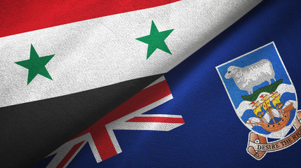 Syria and Falkland Islands two flags textile cloth, fabric texture