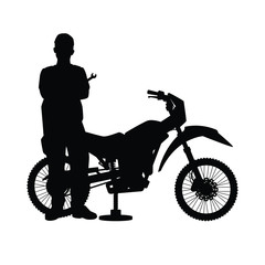 Obraz na płótnie Canvas A repairman with motorcycle silhouette vector