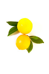 fresh yellow lemons on a white background