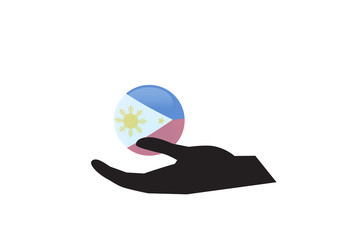 Hand holding the filipino flag, Save Philippines concept, Pray for Philippines, sign symbol background, vactor illustration.