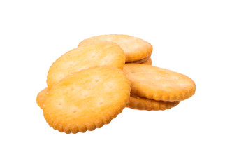 Stack of cracker Circle on white background, clipping paths