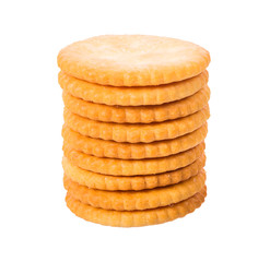 Stack of cracker Circle on white background.