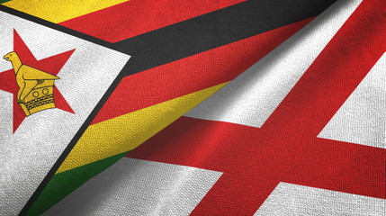 Zimbabwe and Northern Ireland two flags textile cloth, fabric texture