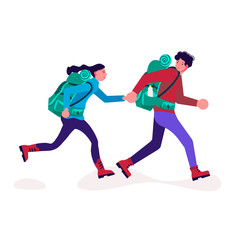 Hiking trekking people