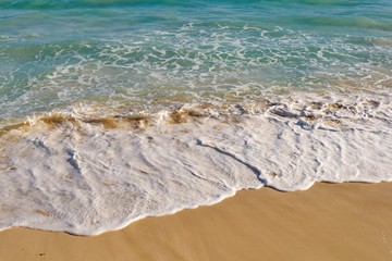 Wave on a sandy beach in summer