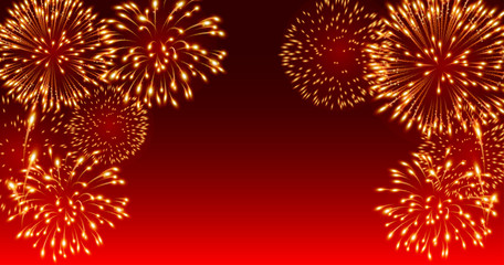 Fireworks festival on red background