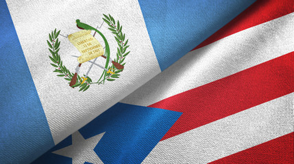 Guatemala and Puerto Rico two flags textile cloth, fabric texture