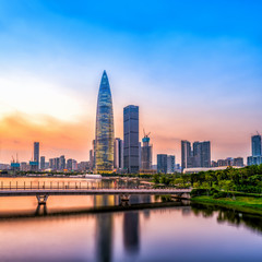 Obraz na płótnie Canvas Modern building office building and urban skyline in Shenzhen Financial District..