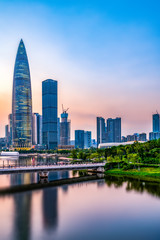 Fototapeta na wymiar Modern building office building and urban skyline in Shenzhen Financial District..