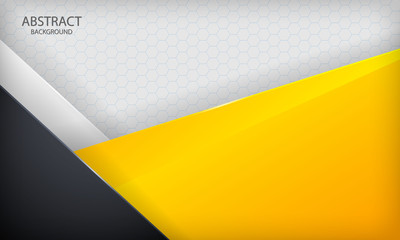 Yellow, white, black overlap background. Modern vector template.