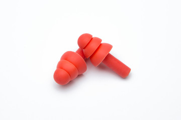 Isolated of Red earplug on  white background