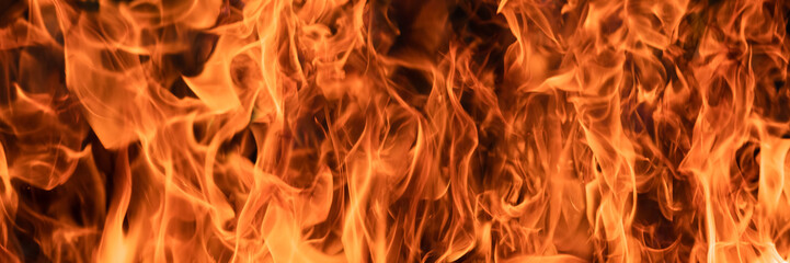 panorama background of hot fire flame © Mongkolchon