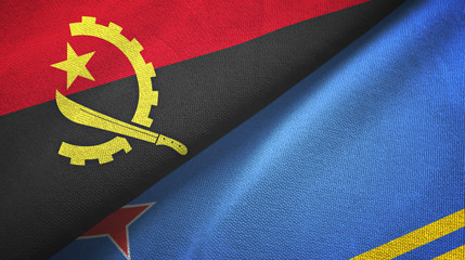 Angola and Aruba two flags textile cloth, fabric texture