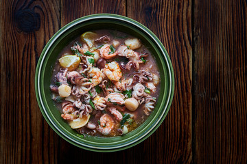 Seafood, Shrimp, Octopus, Scallops