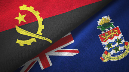 Angola and Cayman Islands two flags textile cloth, fabric texture