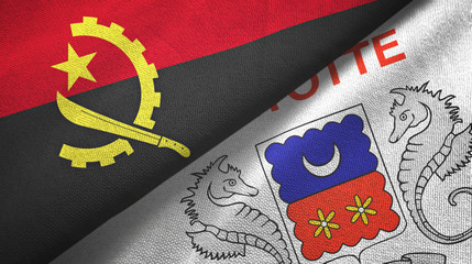 Angola and Mayotte two flags textile cloth, fabric texture