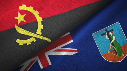 Angola and Montserrat two flags textile cloth, fabric texture