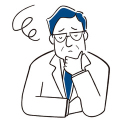 手描き1color 　考える中年ビジネスマン