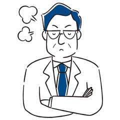 手描き1color 　怒る中年ビジネスマン