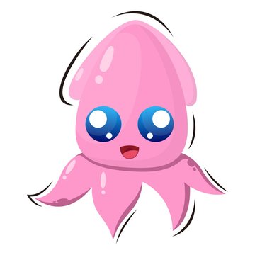 cute squid mascot design vector