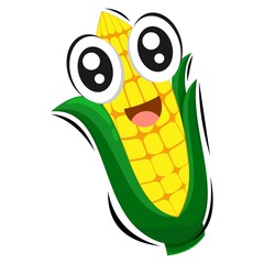 cute corn mascot design vector
