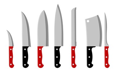 Kitchen knifes cartoon set