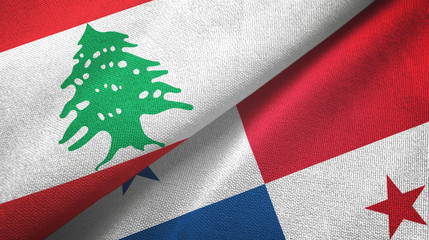 Fototapeta premium Lebanon and Panama two flags textile cloth, fabric texture
