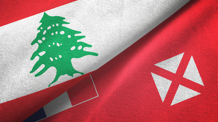 Lebanon and Wallis and Futuna two flags textile cloth, fabric texture