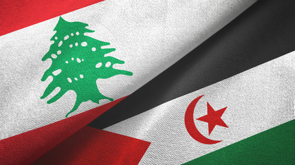 Lebanon and Western Sahara two flags textile cloth, fabric texture