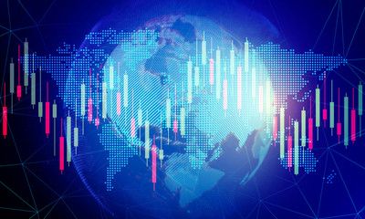The Business network connection background.Stock market trading charts.