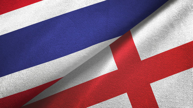 Thailand And England Two Flags Textile Cloth, Fabric Texture