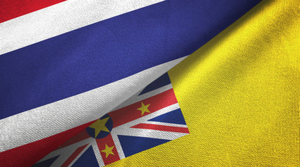 Thailand and Niue two flags textile cloth, fabric texture