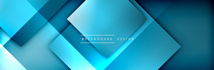 Square shapes composition geometric abstract background. 3D shadow effects and fluid gradients. Modern overlapping forms