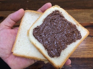 Bread covered with nutella, can be eaten at every meal