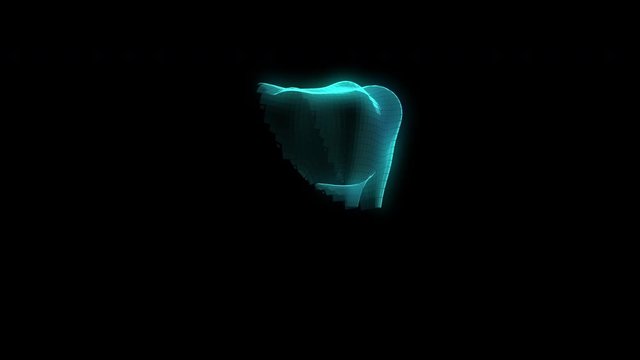 Slow motion Xray Transform beautiful Teeth With alpha matte. 3D animation. 4K
