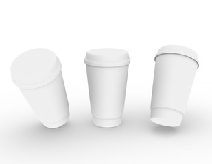 template empty plastic glass mockup white background , 3d rendering