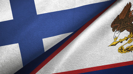 Finland and American Samoa two flags textile cloth, fabric texture