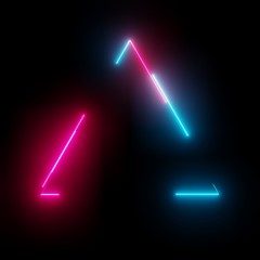 Neon light triangle frame on dark background