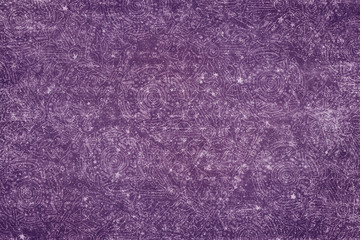 Fototapeta premium Purple background with doodles, bright grunge background with patterns and scuffs