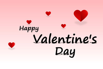 Happy Valentine's day. of paper craft design, contain white and red hearts are holding by sting on top, soft red background. Poster, invitation and greeting card template